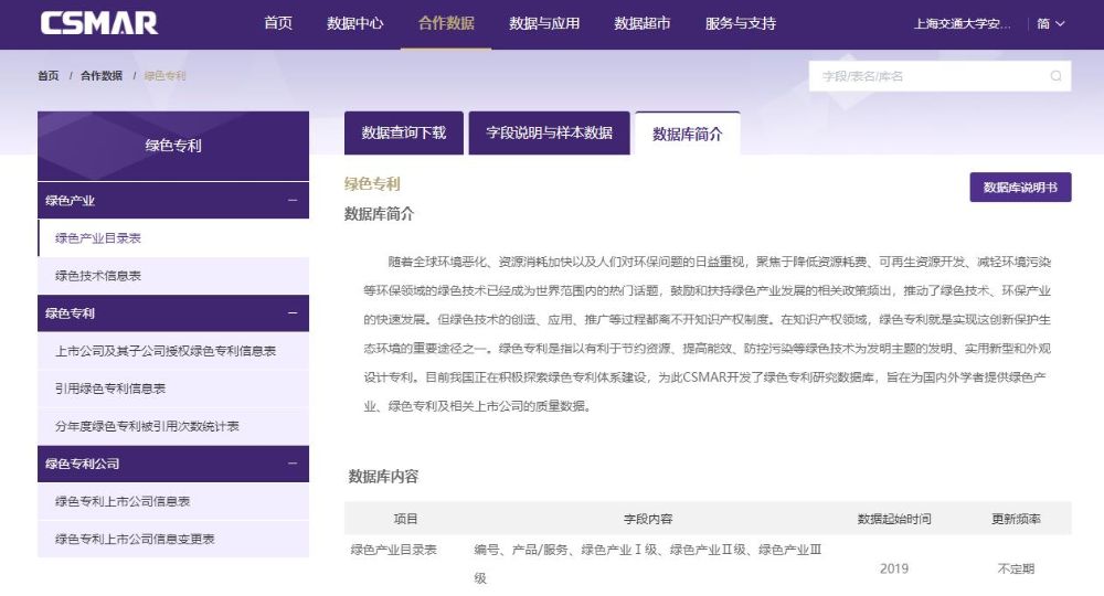 绿色专利研究数据库